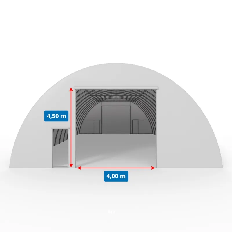 Zakrivená stanová hala 12,2x18m PVC 750g/m2