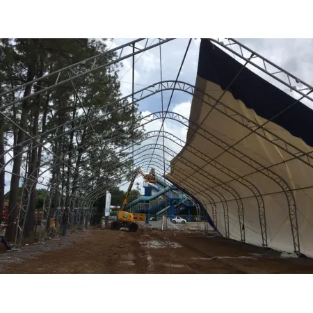 Stanová hala so šikmou strechou 12,2x18,3m PVC 750g/m2