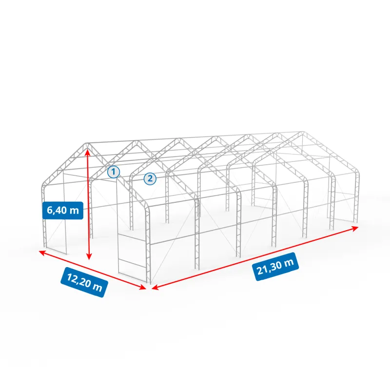 Stanová hala so šikmou strechou 12,2x21,3m PVC 900g/m2