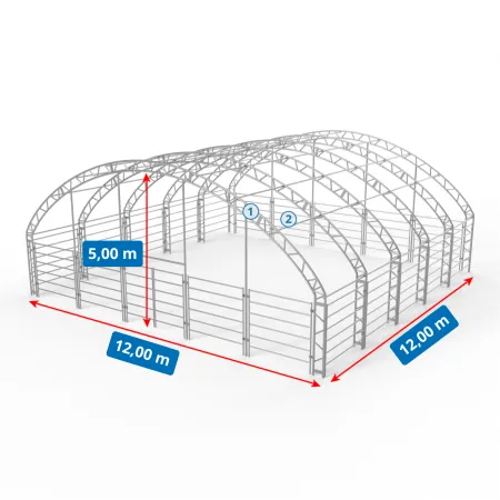 Prístrešok pre zvieratá 12x12 m PVC 750 g/m²