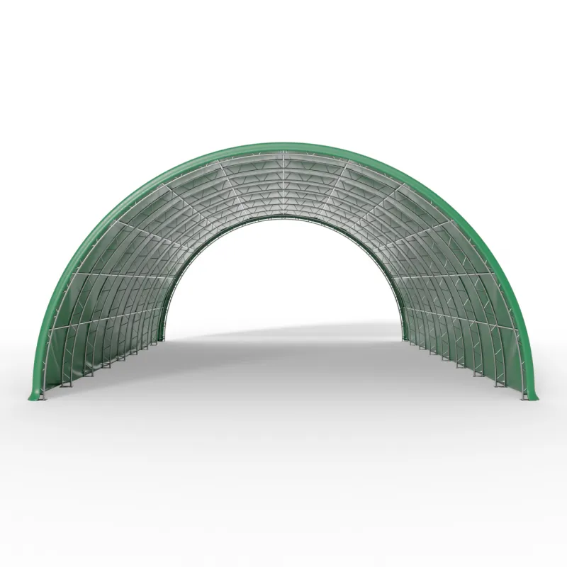 Oblúková plachtová hala 15,25x24,4m PVC 900g/m² v zelenej verzii