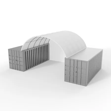 Strecha kontajnera 6x6m so zadnou stenou z PVC 750g/m2