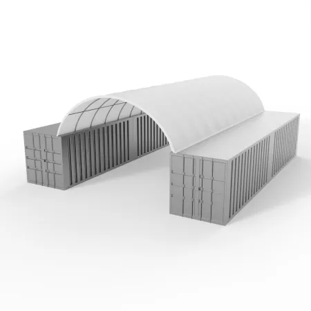 Strecha kontajnera 6x12m so zadnou stenou z PVC 750g/m2