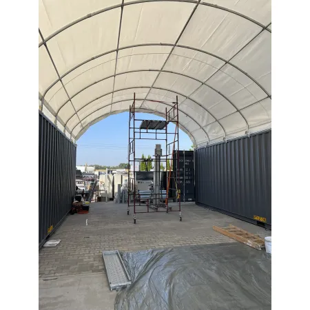 Strecha kontajnera 6x12m so zadnou stenou z PVC 750g/m2