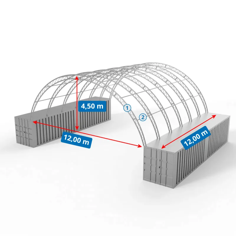 Zosilnená strecha kontajnera 12x12m PVC 900g/m2