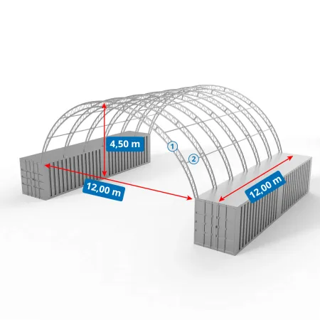 Zosilnená strecha kontajnera 12x12m PVC 900g/m2