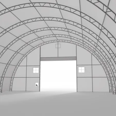 Zakrivená stanová hala 15,25x36,6m PVC 750g/m2