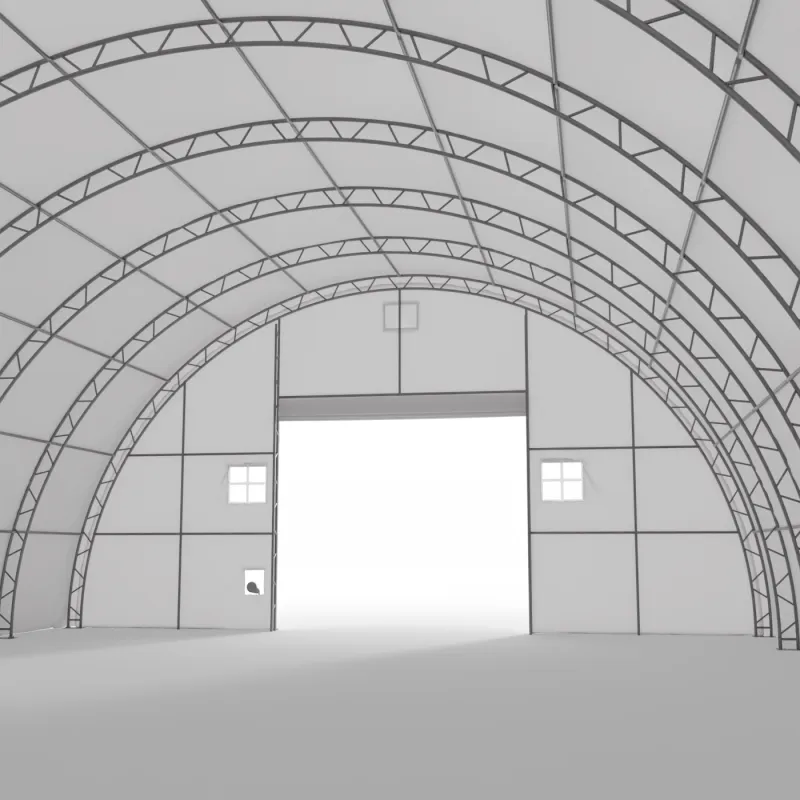 Zakrivená stanová hala 15,25x30,5 m PVC 900g/m2