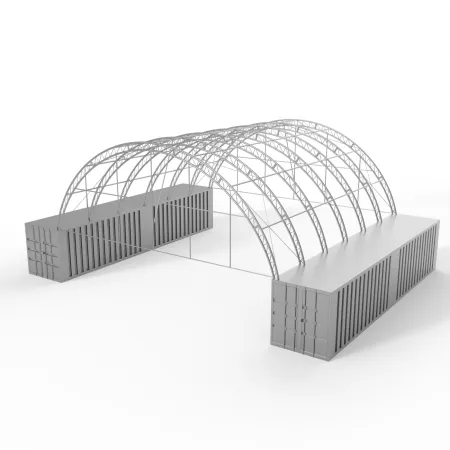 Štítový kryt s rámom pre prestrešenie zosilneného 12 m PVC 900 g/m²