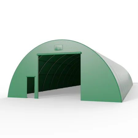 Obojsmerná stena pre oblúkovú halu 12 m v zelenej verzii PVC 750 g/m²