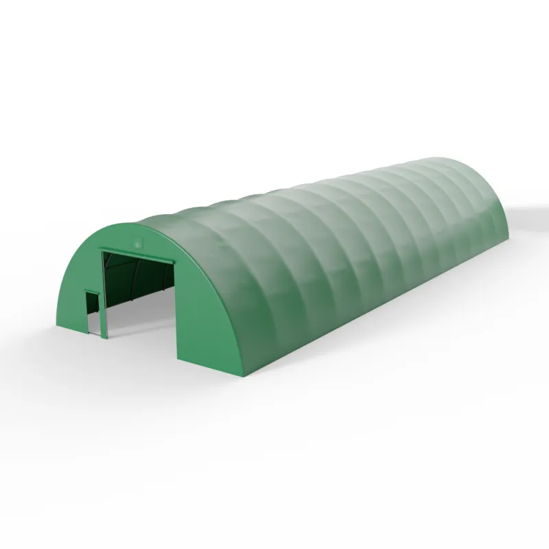 Obojsmerná stena pre oblúkovú halu 12 m v zelenej verzii PVC 750 g/m²