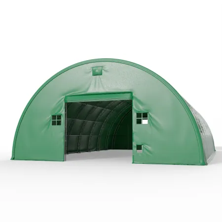 Obojsmerná stena pre oblúkovú halu 15 m v zelenej verzii PVC 900 g/m²