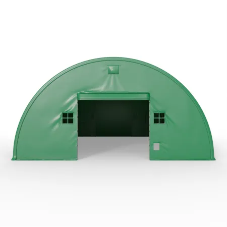 Obojsmerná stena pre oblúkovú halu 15 m v zelenej verzii PVC 750 g/m²