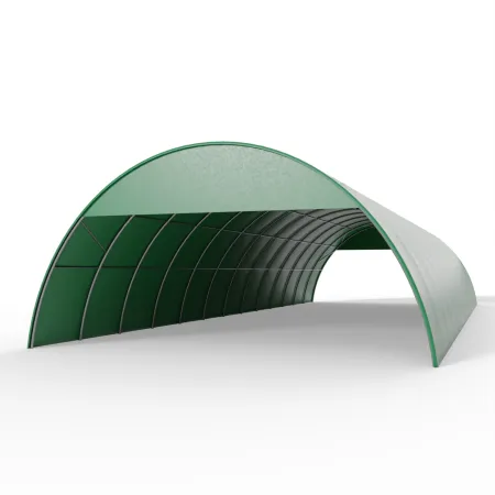 Štítový kryt pre oblúkovú halu 12 m v zelenom vyhotovení PVC 900 g/m²