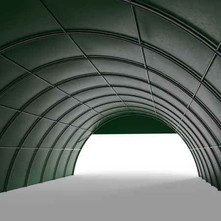 Štítový kryt pre oblúkovú halu 12 m v zelenom vyhotovení PVC 900 g/m²