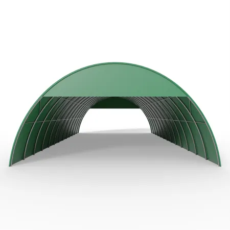Štítový kryt pre oblúkovú halu 12 m v zelenej verzii PVC 900 g/m²