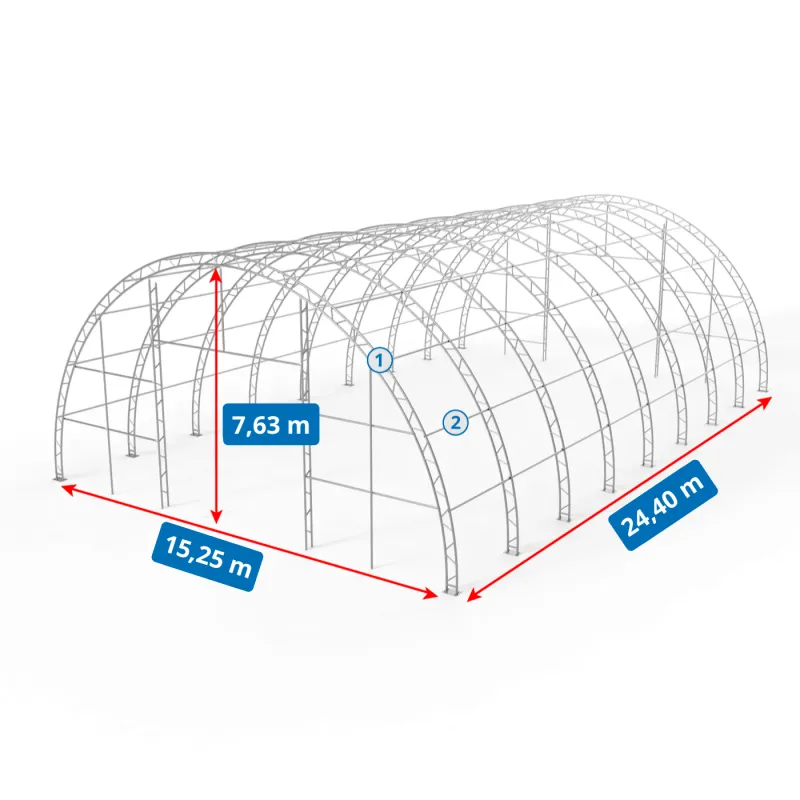 Plachtová hala 15,25x24,4 m PVC 750g/m² v zelenej verzii