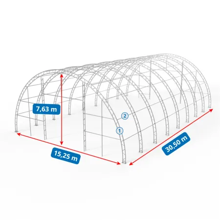 Zosilnená oblúková stanová hala 15,25x30,5m PVC 900g/m² zelená verzia