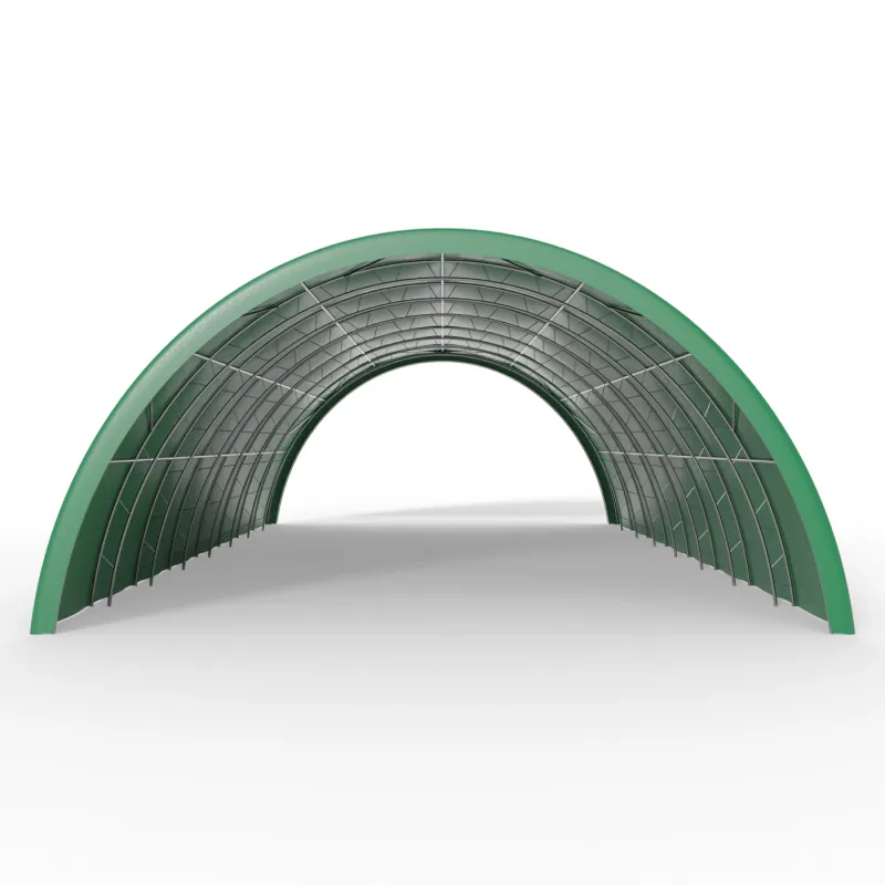 Zosilnená oblúková stanová hala 12,2x30 m PVC 750 g/m² v zelenom vyhotovení