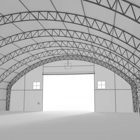 Plachtová hala s vertikálnymi bočnými stenami 15,25x18,3 m PVC 900 g/m²