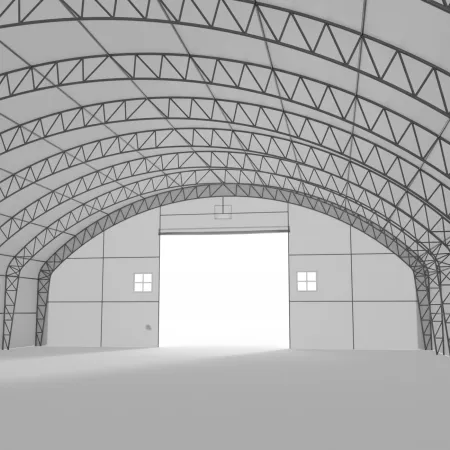 Plachtová hala s vertikálnymi bočnými stenami 18,3x30,5 m PVC 900 g/m²