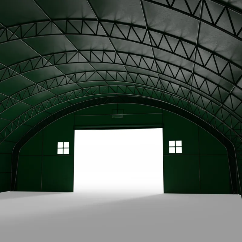 Plachtová hala s vertikálnymi bočnými stenami 15,25x18,3 m PVC 750 g/m² v zelenom vyhotovení