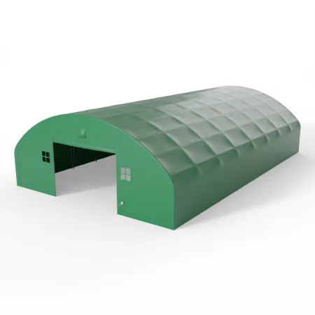 Plachtová hala s vertikálnymi bočnými stenami 15,25x18,3 m PVC 900 g/m² v zelenom vyhotovení