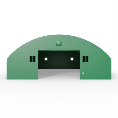 Plachtová hala s vertikálnymi bočnými stenami 15,25x24,4 m PVC 750 g/m² v zelenom vyhotovení