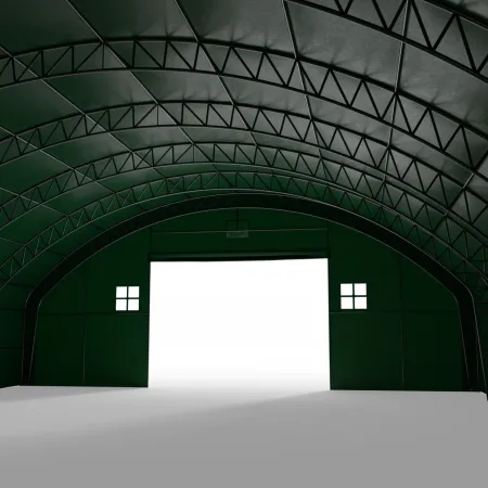 Plachtová hala s vertikálnymi bočnými stenami 15,25x30,5 m PVC 900 g/m² v zelenom vyhotovení