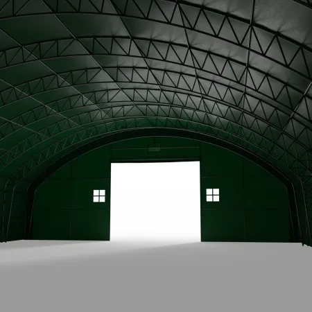 Plachtová hala s vertikálnymi bočnými stenami 18,3x36,6 m PVC 900 g/m² v zelenom vyhotovení