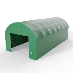 Plachtová hala s vertikálnymi bočnými stenami 6,1x18,3 m PVC 900 g/m² v zelenom vyhotovení