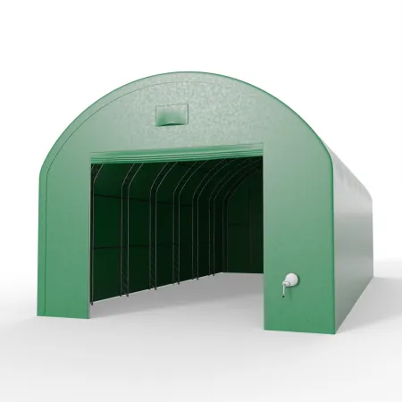 Plachtová hala s vertikálnymi bočnými stenami 6,1x9,15 m PVC 900 g/m² v zelenom vyhotovení