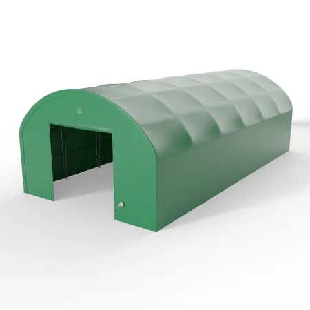 Plachtová hala s vertikálnymi bočnými stenami 9,15x18,3 m PVC 750 g/m² v zelenom vyhotovení