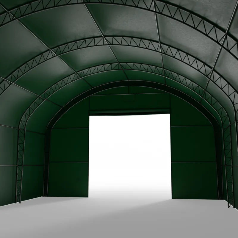 Plachtová hala s vertikálnymi bočnými stenami 9,15x24,4 m PVC 750 g/m² v zelenom vyhotovení