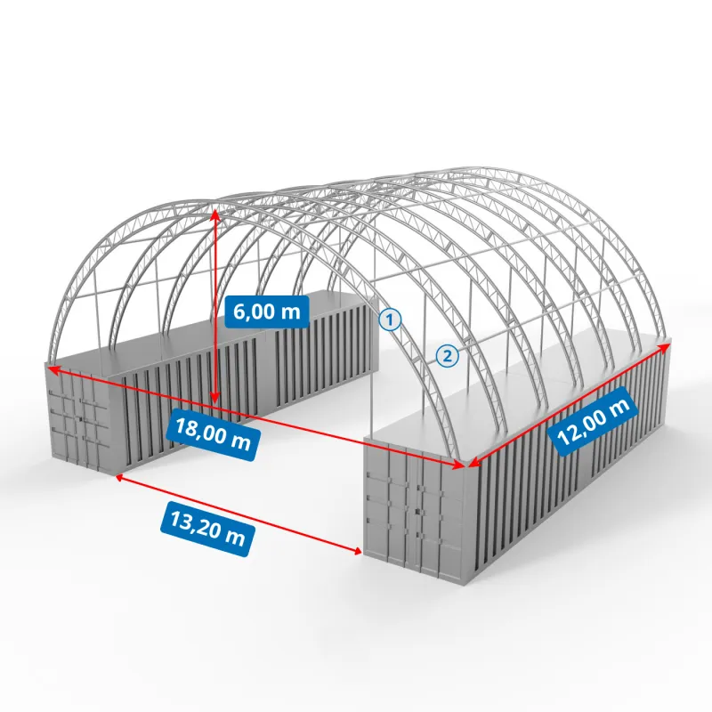Kontajnerové prestrešenie XL 18x12 m PVC 900 g/m²
