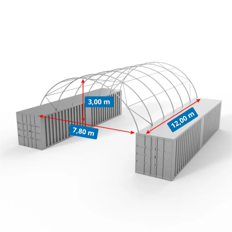 Kontajnerové prestrešenie 8x12 m PVC 750 g/m²