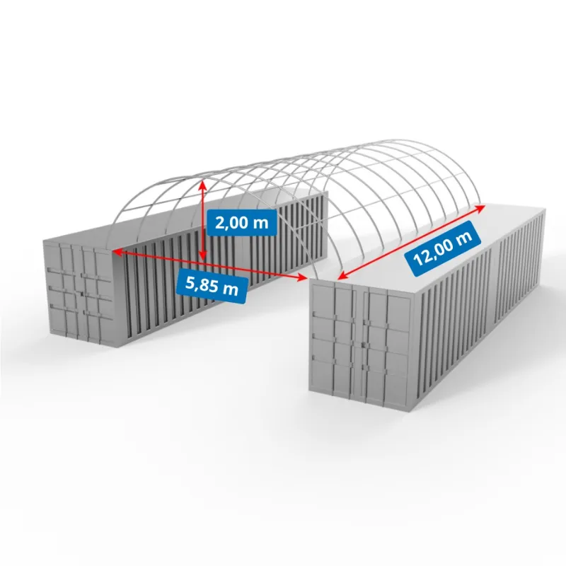 Kontajnerové prestrešenie 6x12 m so zadnou stenou PVC 750 g/m²