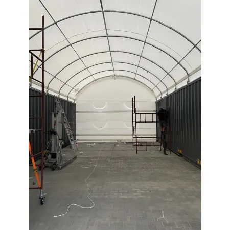 Kontajnerové prestrešenie 6x12 m so zadnou stenou PVC 900 g/m²