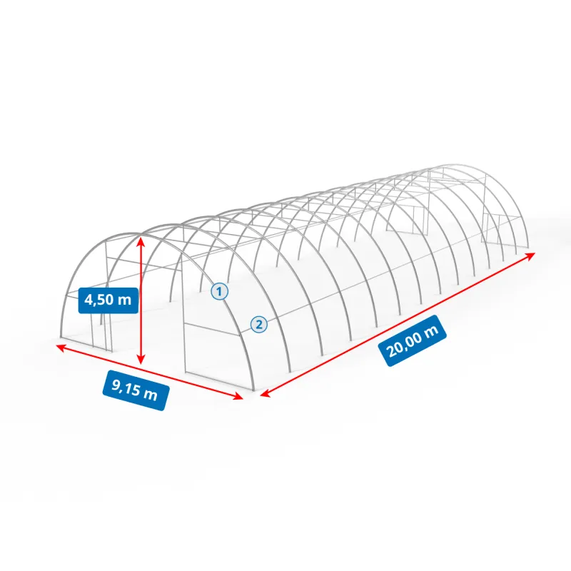 Plachtová hala 9,15x10 m PVC 900 g/m² v zelenom vyhotovení