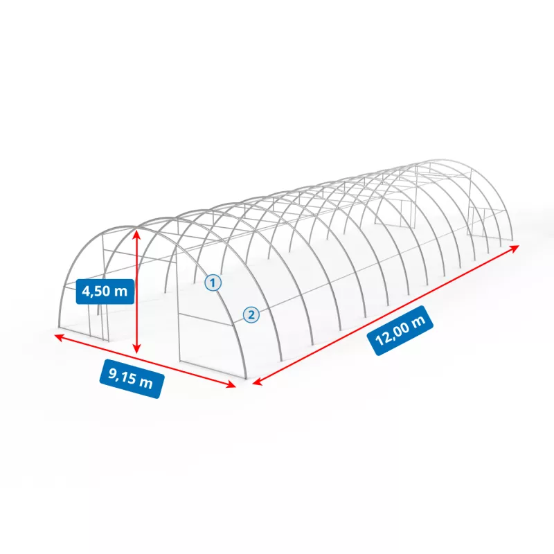 Zakrivená stanová hala 9,15x12m PVC 900g/m2