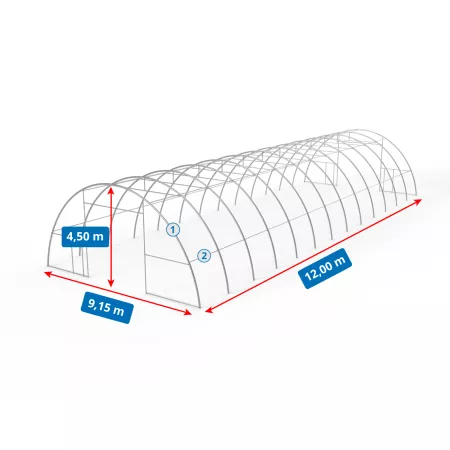 Zakrivená stanová hala 9,15x12m PVC 900g/m2