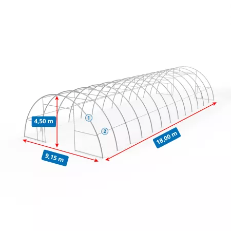 Zakrivená stanová hala 9,15x18m PVC 750g/m2