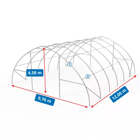 Zakrivená stanová hala 9,76x12m PVC 750g/m2