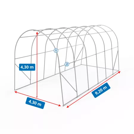 Plachtový garážový stan 4,3x9,2 m PVC 750 g/m²