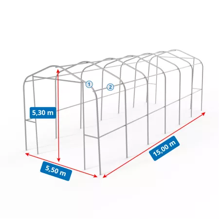 Garážový stan so sedlovou strechou 5,5x15 m PVC 900 g/m²