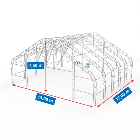 Letecký hangár 13x13 m PVC 750 g/m²